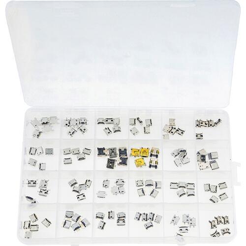 120PCS/BOX 24 Models Each 5PCS Micro Female USB Connector Usb Jack Socket Female For MP 3 4 5 Other Mobile Accessories