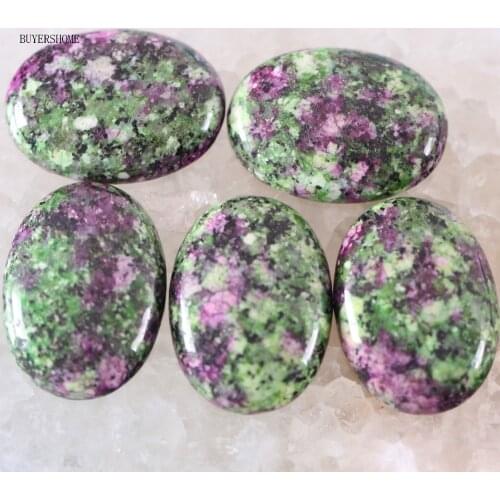 18x25MM Oval Natural Stone Bead Green Red Zoisite CAB Cabochon For Jewelry Making DIY Bracelet Necklace 5Pcs K551