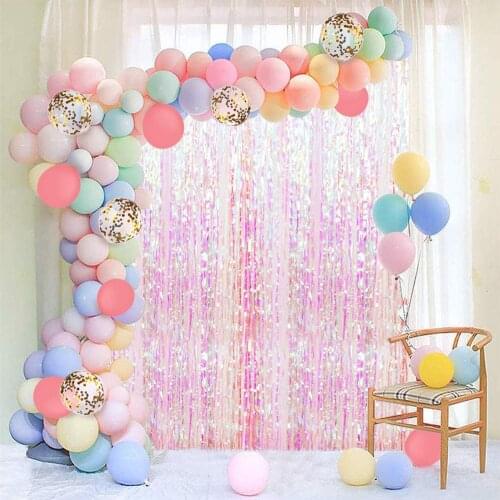 209Pcs/set Rainbow Macaron Balloons Arch White Foil Fringe Curtain Baby Shower Birthday Decorations Pastel Candy Ballon Garland