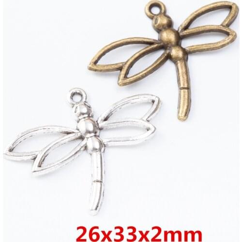 40 pieces of retro metal zinc alloy dragonfly pendant for DIY handmade jewelry necklace making 7336