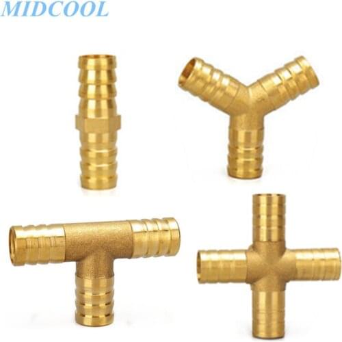 5pcs Brass Barb Pipe Fitting T Y Straight Elbow Hose Barb 6 8 10 12mm 3 4 Way Copper Barbed Connector Joint Adapter Pagoda