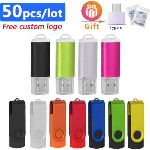 50pcs/lot Free logo cle USB 2.0 Pen Drive Metal Pendrive 32GB 16GB 8GB High Speed Usb Flash Drive 64gb Usb Memory Disk for gift