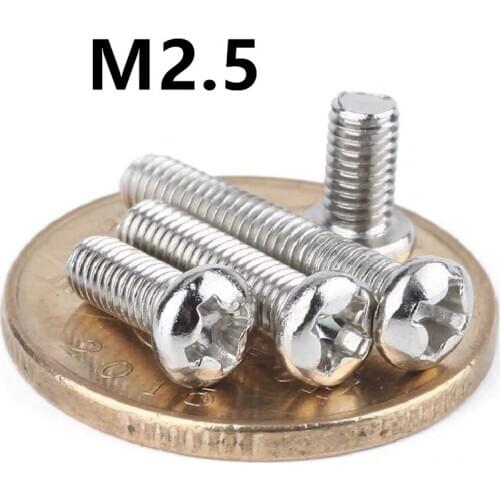 500pcs/lot M2.5x4/5/6/8/10/12/14/16mm PM GB818 Nickel plated pan head semi-circular head cross machine screw