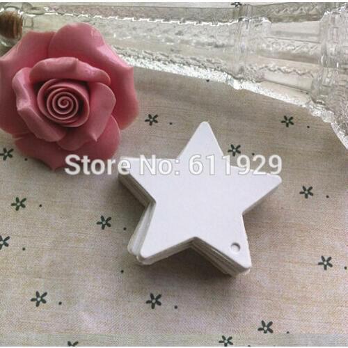 Free shipping 400 pcs a lot 6x6cm blank white pentagram paper hang tag/cake gift price tags/clothing hang tags/DIY tags/cards