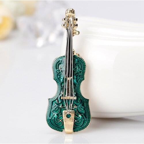 Guitar Brooches for Women Men Enamel Musical Instruments Party Casual Clothing Cap Decor Violin Brooch Lapel Pins Jewelry Gifts
