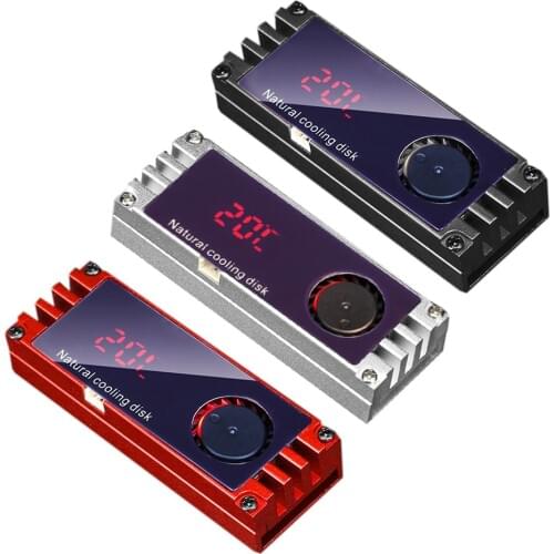 Digital Temperature Display M.2 SSDHeatsink Cooler with Turbo Cooling Fan for 2280 22110 NVMe NGFF M2 Solid State Drive