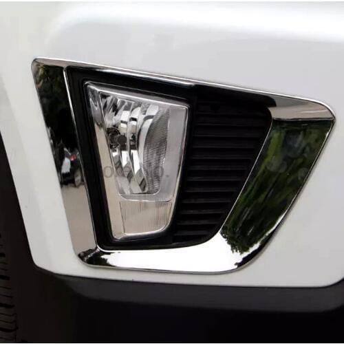 For Hyundai Creta IX25 2014 2015 2016 2pcs Chrome Car Exterior Front Foglight Lamp Shade Molding Trim Protectors Accessories