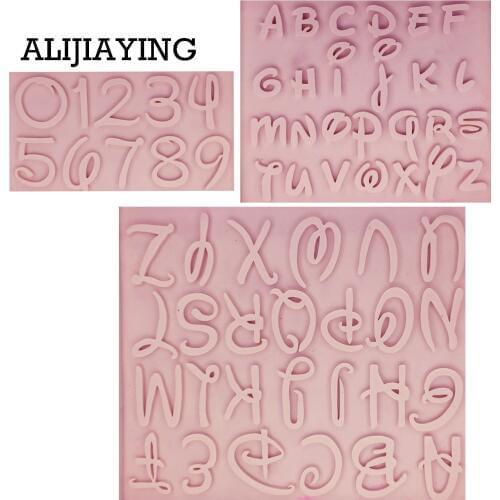 M1273 1Pcs DIY Alphabet silicone mold letter number fondant tools cake mold chocolate dessert tool Flexible Baking Mold