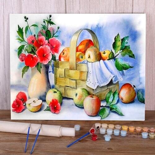 Fruit Still Life DIY Paint By Numbers Set Acrylic Paints 40*50 Canvas Pictures Decorative Paintings For Children Handicraft