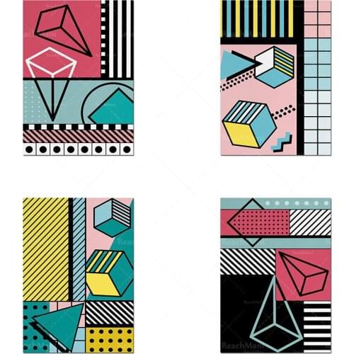 Tables de géométrie-cube images géométriques, feuilles décoratives, années 80, estampes modernes, peintures abstraites, décorati