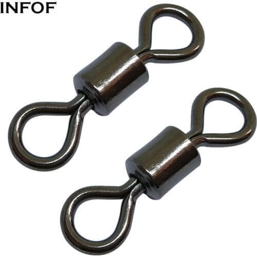 INFOF 200pcs/lot Fishing Swivels Rolling Swivel Stainless Steel Terminal Tackle Fishing Connector Carp Fishing Tackle