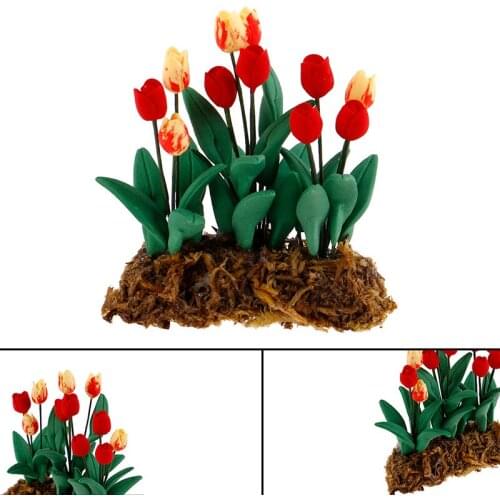 Fake Mini Dollhouse Miniature Green Plant Flower in Pot Fairy Garden Accessory