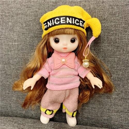 New 16cm BJD Doll 1/12 Cute Face Doll Set Child Princess Toy 13 Joint 3D Eye Fashion Accessories DIY Dress Up Girl Toy Best Gift