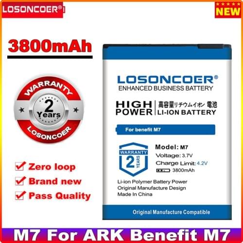 LOSONCOER 3800mAh High capacity Mobile Phone Battery for ARK Benefit M7 High Quality Replacement Battery