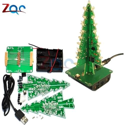 3D Christmas Tree DIY Kits 7 Colors Light Flash LED Circuit Christmas Trees