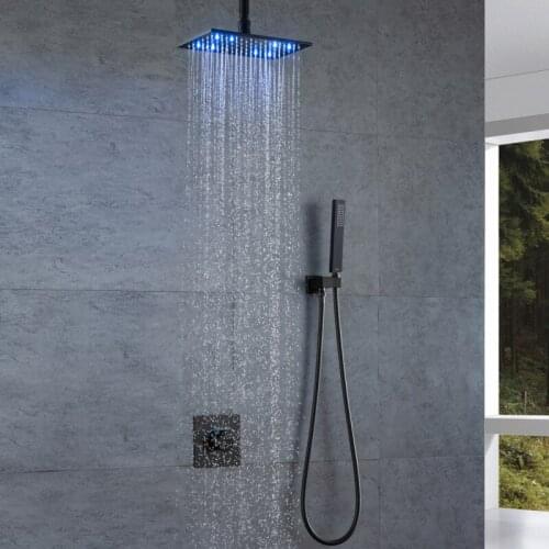 Rain Shower Head With handheld Spray Single Handle Matte Black Bathroom Shower System