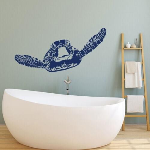 Wall Vinyl Sticker Decals Mural Room Design Pattern Art Bedroom Turtle Sea Ocean Water Deep Bathroom Beautiful E809