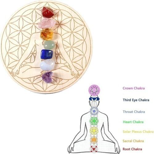 Natural Crystal Column Seven Star Array Energy Stone Matching Plate Healing Wobble Stone Set Chakra Wooden Board DIY I9S8