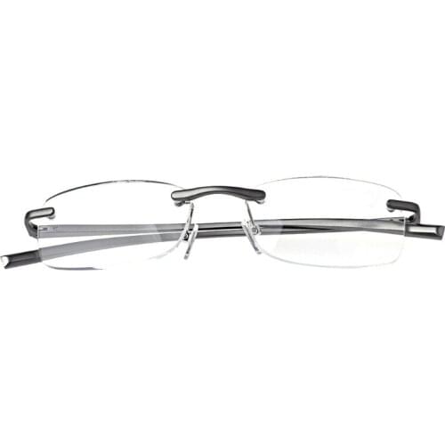 Aluminum Metal Rimless Reading Glasses Presbyopic Eyeglass Resin Lense +1.0~+3.5