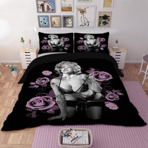 Sexy Girl Bedding Set Single Double Duvet Cover Set Twin Full Queen Super King Size Bed Linen Bedclothes Teen Adult Home Bedroom