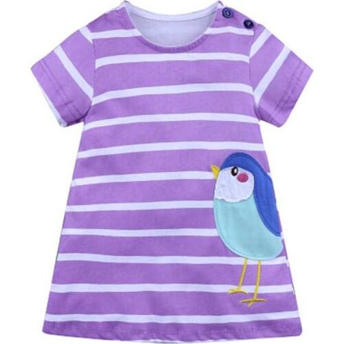 New designed girls dress kids cute cartoon spring autumn dress with printed birds top quality girls clothing
