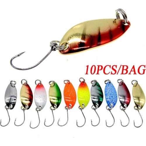 6/10pcs Sequins Fishing Lure Metal Bait Single Hook Spinner Hard Bait Trout Bass Pike Winter Ice Fishing Spoon Tools Accessories