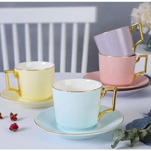 Nordic minimalist Phnom Penh colorful glazed coffee cup and saucer afternoon tea black tea flower tea cup ceramic coffee cup set