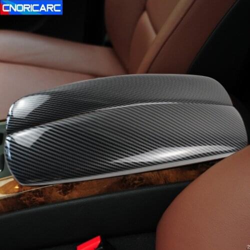 Car Styling For X5 X6 E70 E71 Carbon Fiber Stowing Tidying Armrest Box Cover Trim Protect Stickers Auto Interior Accessories