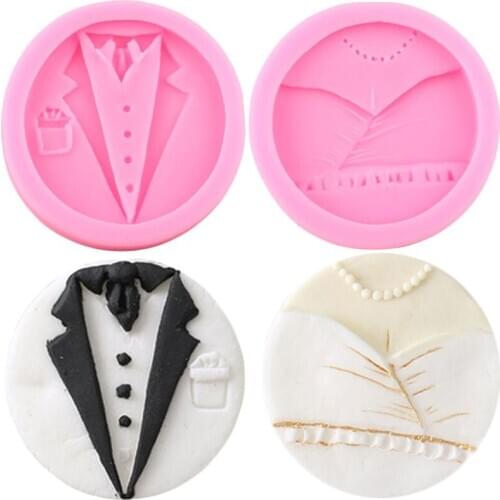 Wedding Party Supplies Fondant Cake Biscuit Mould Baking Accessories Bridegroom Bride Pattern Food Grade Silicone Chocolate Mold