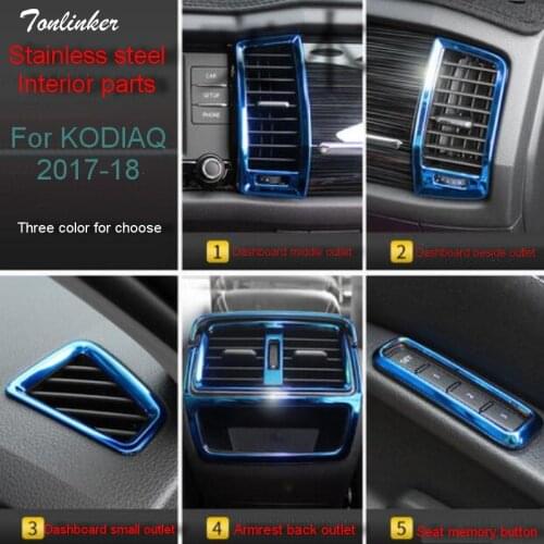 Tonlinker Cover Sticker for SKODA KODIAQ 2017-18 Car Styling 1-3 PCS Stainless steel Interior Parts Decoration Cover stickers