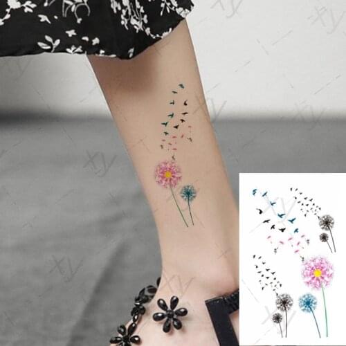 Waterproof Temporary Tattoo Sticker Dandelion Flying Bird Butterfly Feather Tatto Water Transfer Fake Tatoo for Kids Adultso