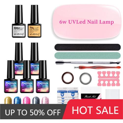 WiRinef Nail Gel Soak-off Gel Polish Coat Gel Nails Polish Kit Mini Lamp 5 Colors Art Tools Sets For Manicure Dropshipping