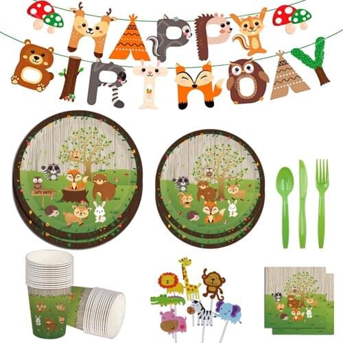 Animal World Party Decor Jungle Safari Party Supplies Happy Birthday Party Decor Kids Woodland Forest Safari Animal Theme