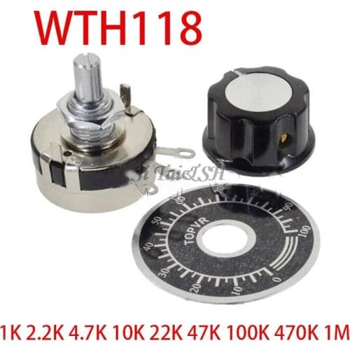 1 set WTH118 DIY Kit Parts 2W 1A Potentiometer 1K 2.2K 4.7K 10K 22K 47K 100K 470K 1M