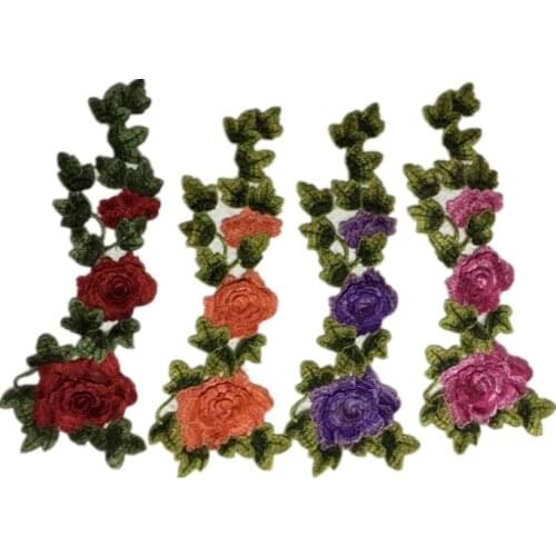 1pc Red Rose Embroidered Sewing On Patch Flower Iron On Patch Stickers For Clothes Badge Sewing Fabric Applique Supplies