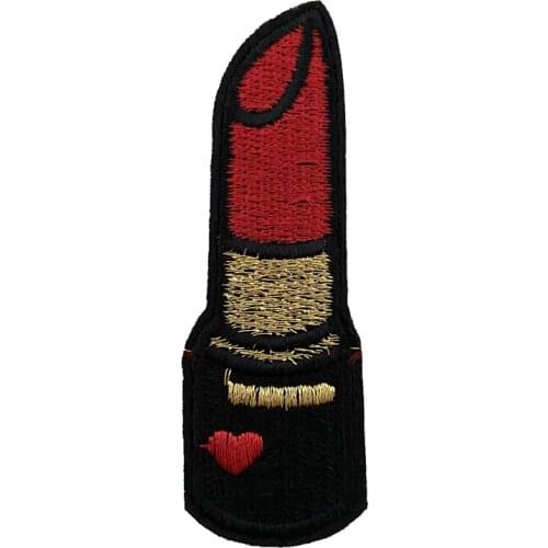10PCS/lot Red Lipsticks Patch Iron on Embroidered Patches for Kids Clothes Bags Shoes DIY Sewing Accessories Decoration Applique