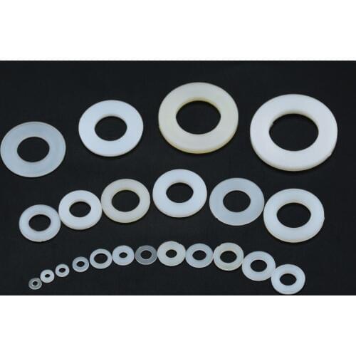 10PCS M16 M18 M20 White Plastic Nylon Flat Washer Plane Spacer Insulation Gasket Ring For Screw Bolt Isolation Gasket