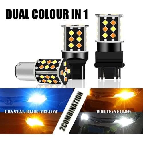 2Pcs Dual Colour 1157 LED Bulb 7443 3157 Car Turn Signal Light Bay15d W21/5W P21/5W P27/7W T20 T25 30 SMD DRL Lamp Auto 12V 24V