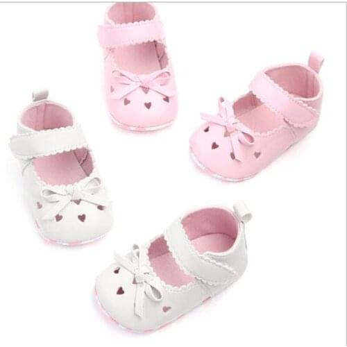 2019 Lovely Bowknot Baby PU Shoes Infants Soft Sole First Walkers Toddler Antislip Girls Princess Shoes