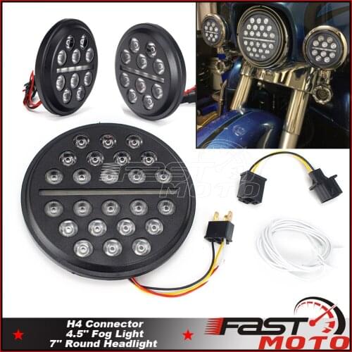 2x Spot Fog Passing Light LED For Harley Touring Road King Street Glide Motorcycle 4.5" Inch Auxiliary Spot Lamp Bright White