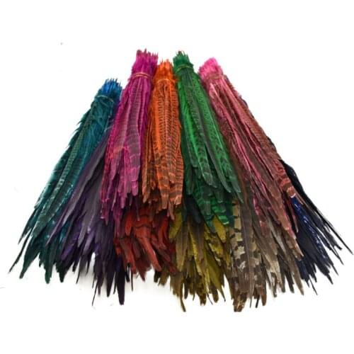 50 PCS 25-30cm Natural Dyeing Pheasant Tail Feathers DIY Party Wedding Flower Arrangement Headdresses Accessories IF16
