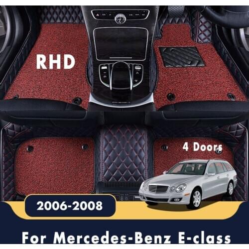 RHD Car Floor Mats Double Layer Wire Loop Carpets Accessories Protect Rugs For Mercedes-Benz E-class W211 4 Doors 2008 2007 2006