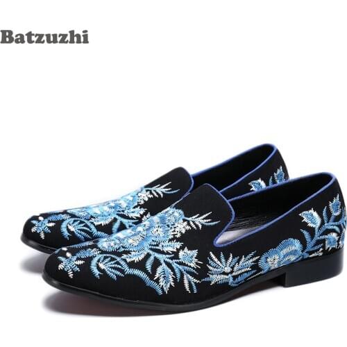 Batzuzhi Casual Leather Shoes Loafers Luxury Handmade Men Loafers Shoes Black Leather Flats Erkek Ayakkabi Men Shoes, US6-12
