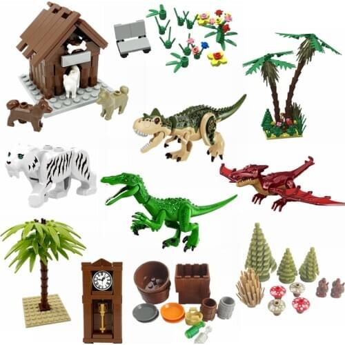 Locking City Animals Plants Palm Trees Construction Buildings Educational Toys For Friend Children Compatible Building Blocks