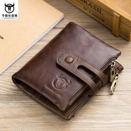 Wallet for Man Leather Mens Wallet Vertical Casual Short Multi-function First Layer Cowhide Wallet
