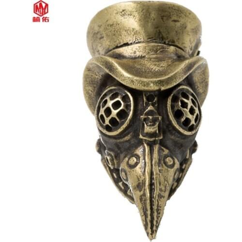1PC EDC Paracord Beads Beak Mask Retro Brass White Copper Umbrella Rope Cord Lanyard Pendants Knife Beads Knife Accessories