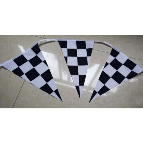 1 Set Black And White Lattice Triangular Flag Polyester Screen Printing National Day Festivals Party Racing Car Lattice Flag