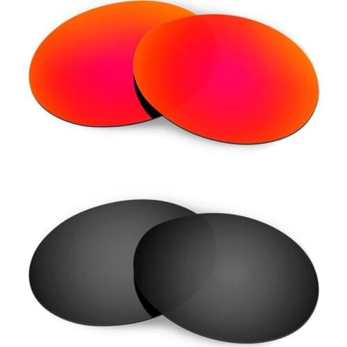 HKUCO For Romeo 1.0 Sunglasses Replacement Polarized Lenses 2 Pairs - Red & Black