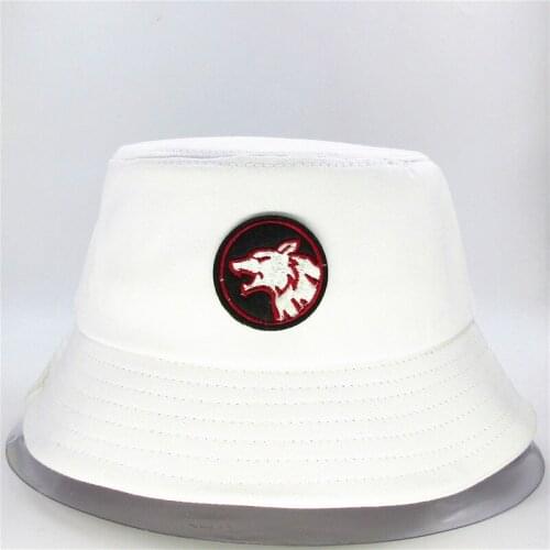 The Cartoon Wolf head embroidery cotton Bucket Hat Fisherman Hat outdoor travel hat Sun Cap Hats for kid men Women 253