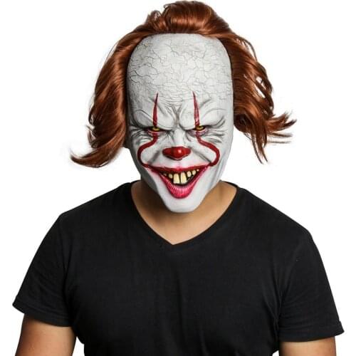 Joker Mask Movie The Dark Knight Cosplay Horror Scary Clown Mask Halloween Latex Masks Party Costume masque with Green Hair Wig